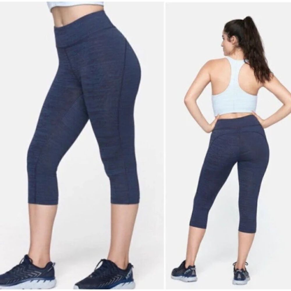 OUTDOOR VOICES Heather Blue Stretch Cropped Workout Athletic Leggings Size XS
